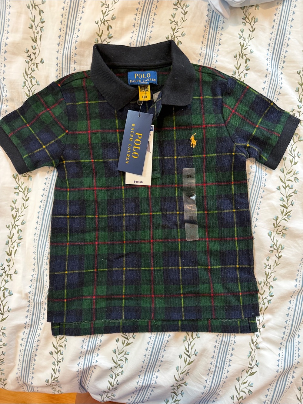 Polo by Ralph Lauren Navy, Green & Red Plaid Short-Sleeve Polo